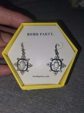 Silver Crystal Drop Earrings - Clear